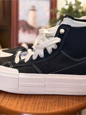 Vintage Converse Black and White High-Top Platform Sneakers